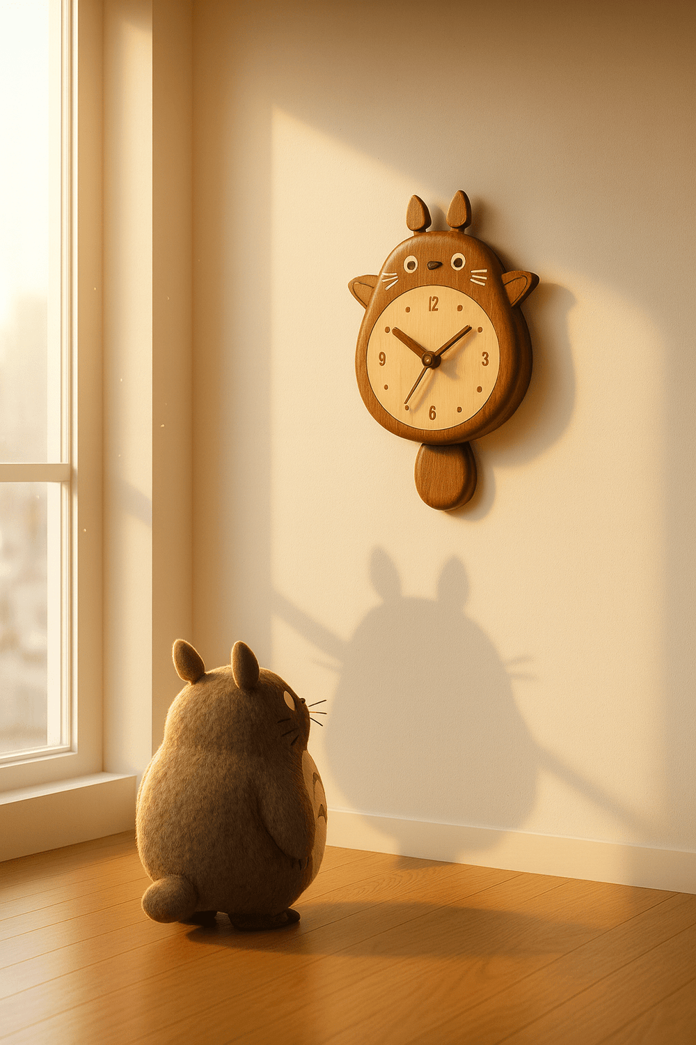 Awesome wooden totoro silent wall clock - WOOD KONG