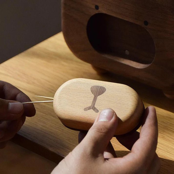 Bear Tissue Box Cover with Toothpick holder Wooden Handmade Decorations - WOOD KONG