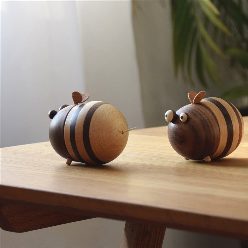 Bee Toothpick Holder Wooden Handmade Table Decorations - WOOD KONG
