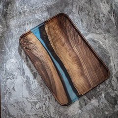 Black Walnut Resin Rectangular Household Fruit Solid Wood Small Tea Table Tray - WOOD KONG