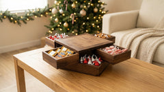 Black Walnut Rotating Storage Box — Layered Organizer - WOOD KONG