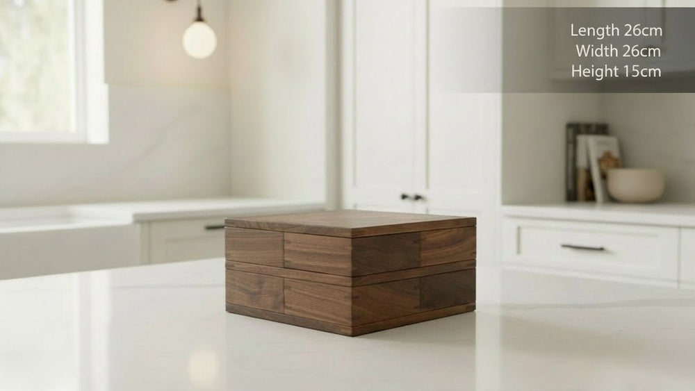 Black Walnut Rotating Storage Box — Layered Organizer - WOOD KONG