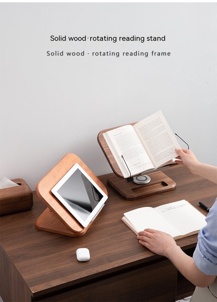 Black Walnut Solid Wood Reading Rack Adjustable Rotating Children's Reading Artifact IPad Bracket - WOOD KONG