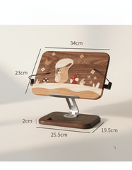 Black Walnut Tablet & Phone Stand with Little Prince Inlay – Adjustable Wooden Holder - WOOD KONG