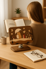 Black Walnut Tablet & Phone Stand with Little Prince Inlay – Adjustable Wooden Holder - WOOD KONG