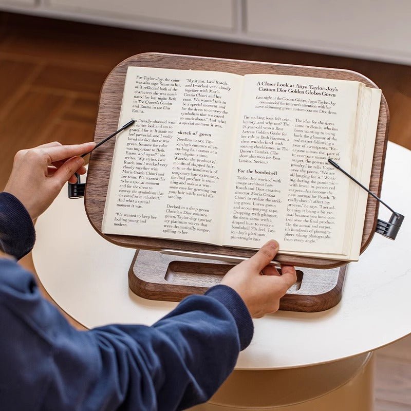Black Walnut Tablet & Phone Stand with Little Prince Inlay – Adjustable Wooden Holder for Desk & Bedside - WOOD KONG