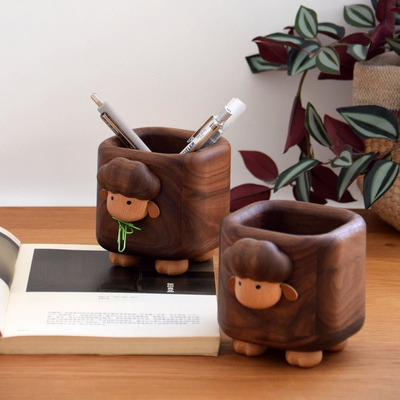 Black Walnut Wood Pen Container Creative - WOOD KONG