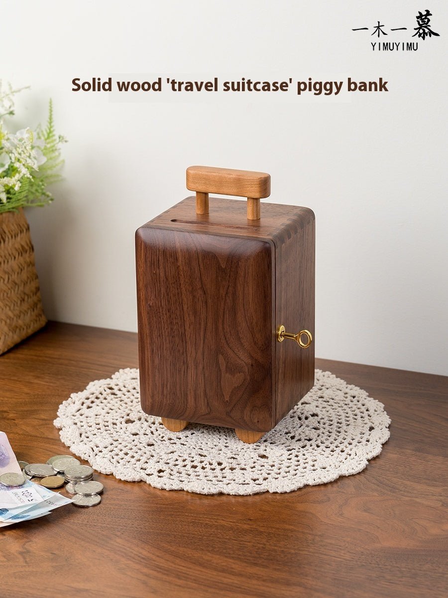 Black Walnut Wooden Money Box Change Storage Box - WOOD KONG