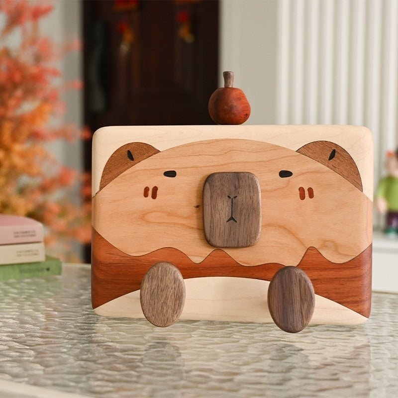 Capybara - Inspired Solid Wood Tissue Box | Adorable & Multi - Functional - WOOD KONG