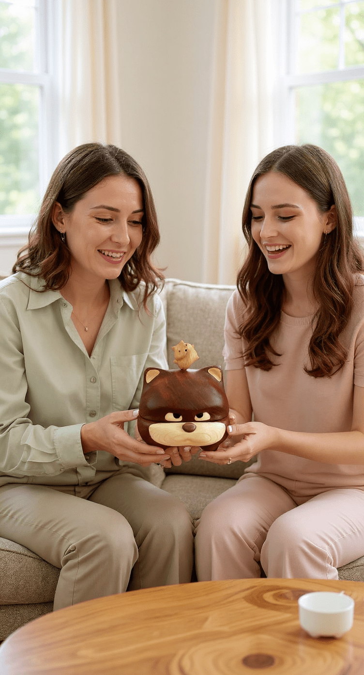 Cat - Themed Storage Box with Rotating Hamster – Jewelry & Small Item Organizer - WOOD KONG