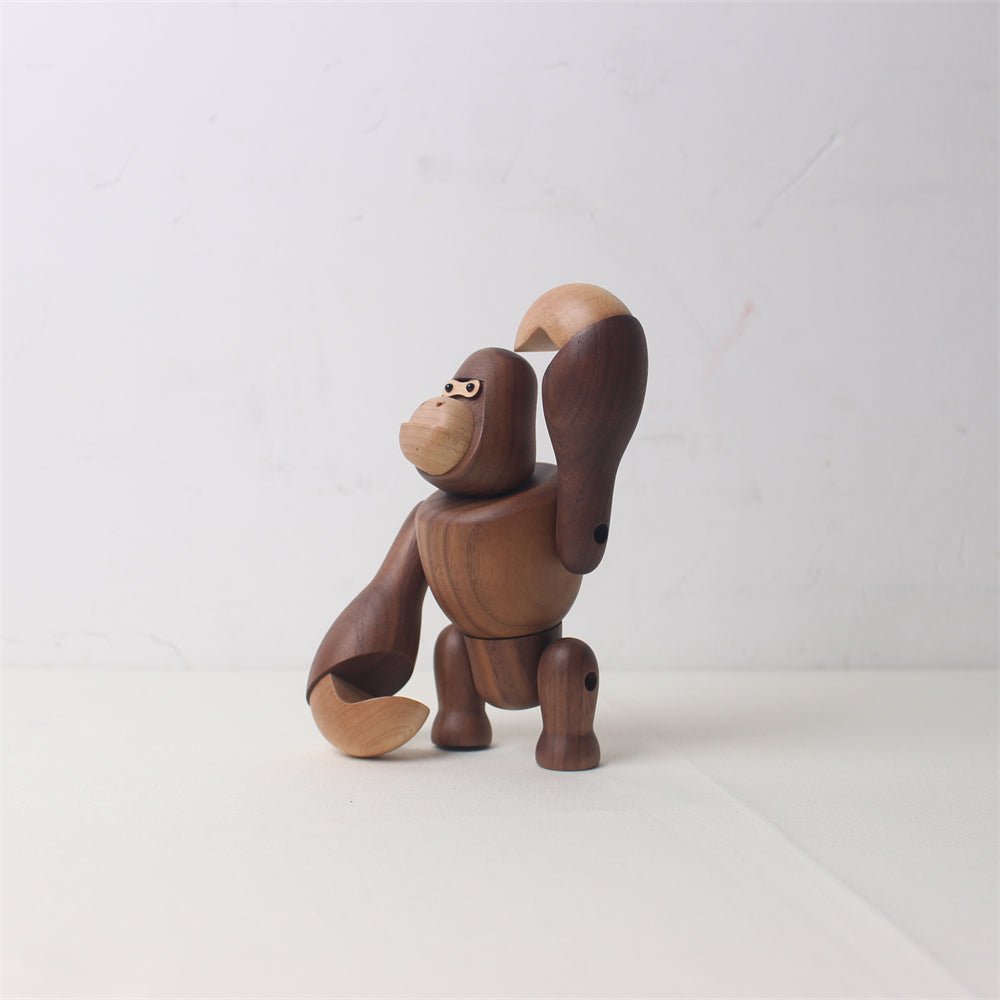 Handcrafted Walnut Gorilla Figure - movable joints & Stunning design - WOOD KONG