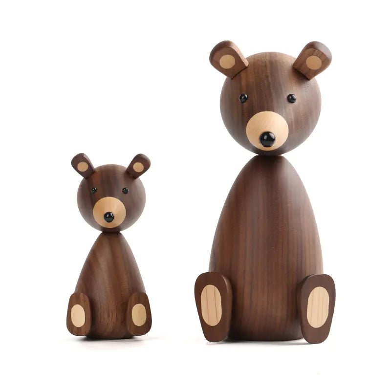 Nordic Black Walnut Bear Decor for Kids' Room - WOOD KONG