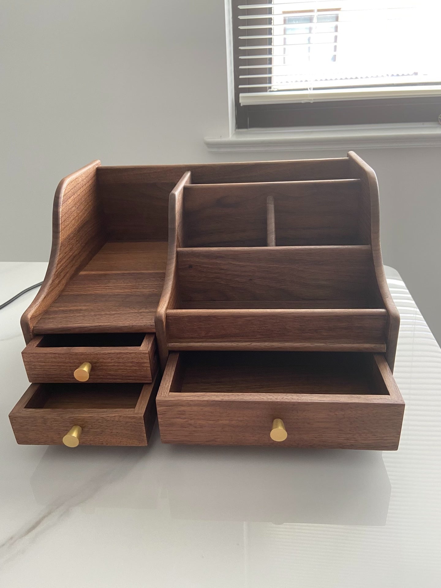 North American Black Walnut Desktop Storage Cabinet – Desk Organizer with Drawers - WOOD KONG