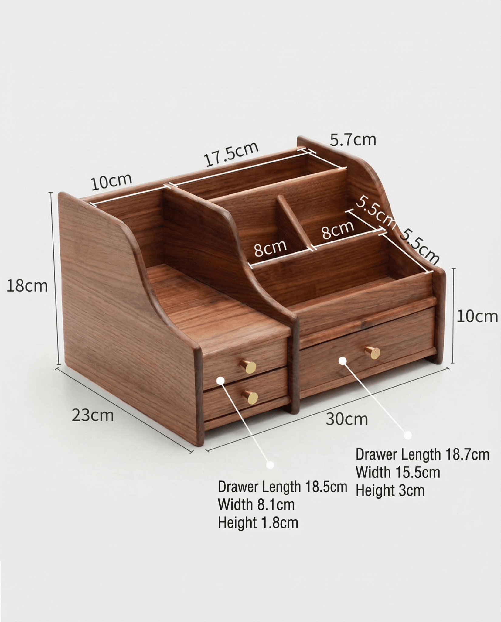 North American Black Walnut Desktop Storage Cabinet – Desk Organizer with Drawers - WOOD KONG