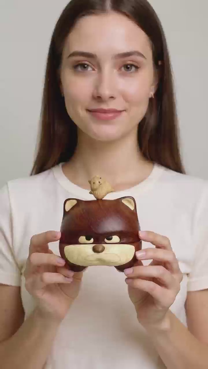 Cat-Themed Storage Box with Rotating Hamster – Jewelry & Small Item Organizer