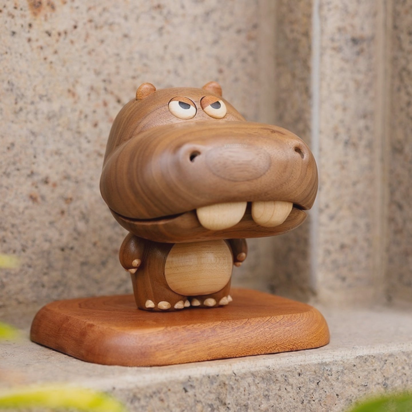 Stunning Hippo black walnut  wooden Storage Box with Magnetic Base