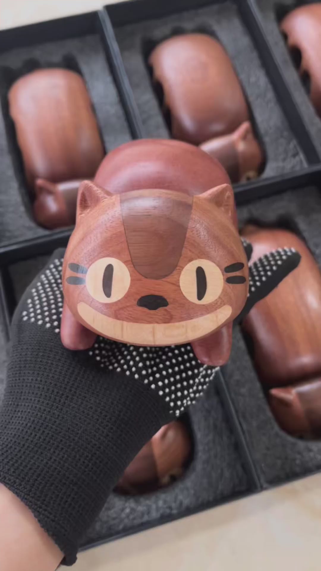 Cat Bus Wooden Night Light – Handmade  Touch Control, USB-C Rechargeable Cozy Desk Lamp