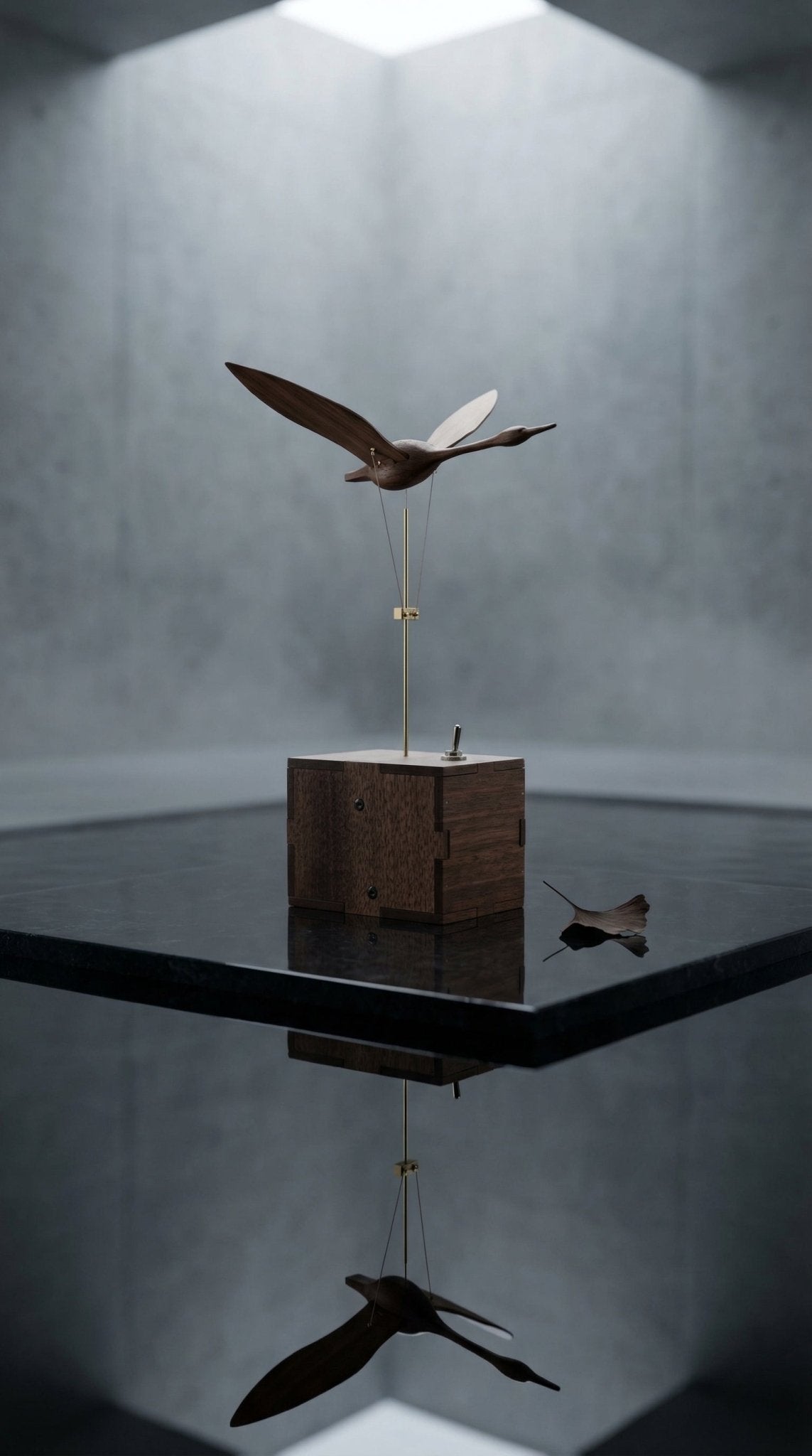 The Ethereal Swan: Handcrafted Black Walnut Kinetic Sculpture & Automata - WOOD KONG