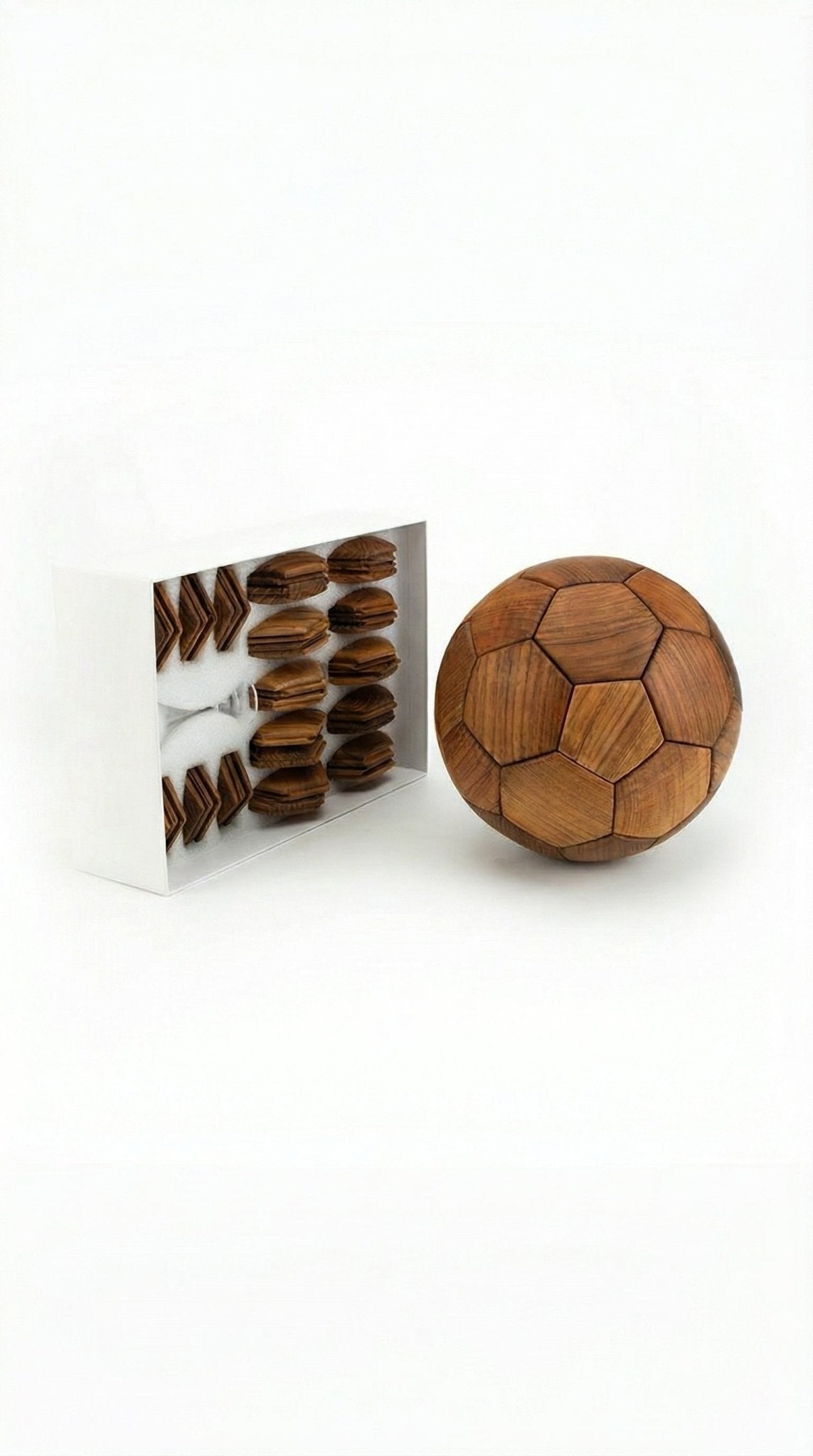 The Interlocking Sphere: 3D Wooden Soccer Puzzle | Black Walnut Masterpiece - WOOD KONG