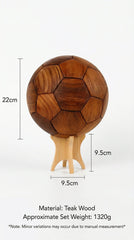 The Interlocking Sphere: 3D Wooden Soccer Puzzle | Black Walnut Masterpiece - WOOD KONG