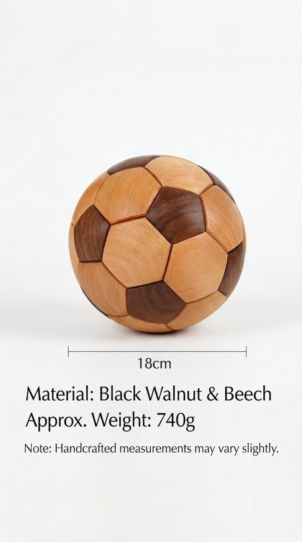 The Interlocking Sphere: 3D Wooden Soccer Puzzle | Black Walnut Masterpiece - WOOD KONG