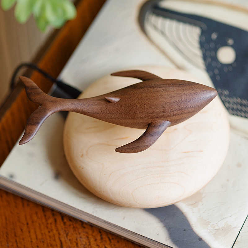 The Levitating Leviathan | Hand - Carved Black Walnut Kinetic Sculpture - WOOD KONG
