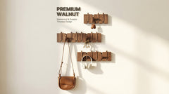 The Piano Rack: Handcrafted North American Walnut Flip - Down Wall Hooks - WOOD KONG