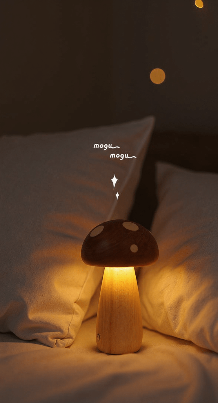 Wooden Cute Mushroom LED Night Light With Touch Switch - WOOD KONG