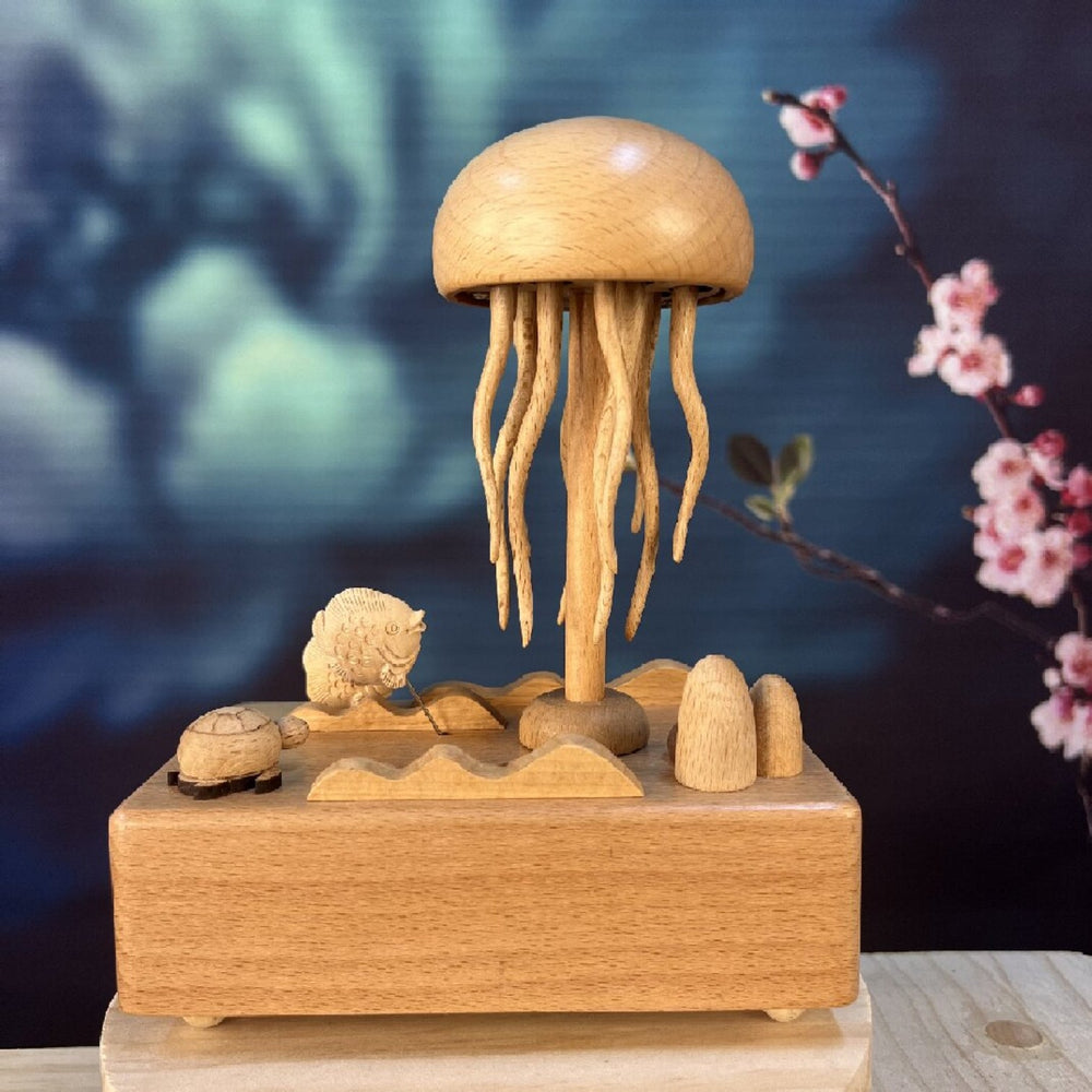 Wooden jellyfish serenade: A music box of understated elegance and Rizz - WOOD KONG
