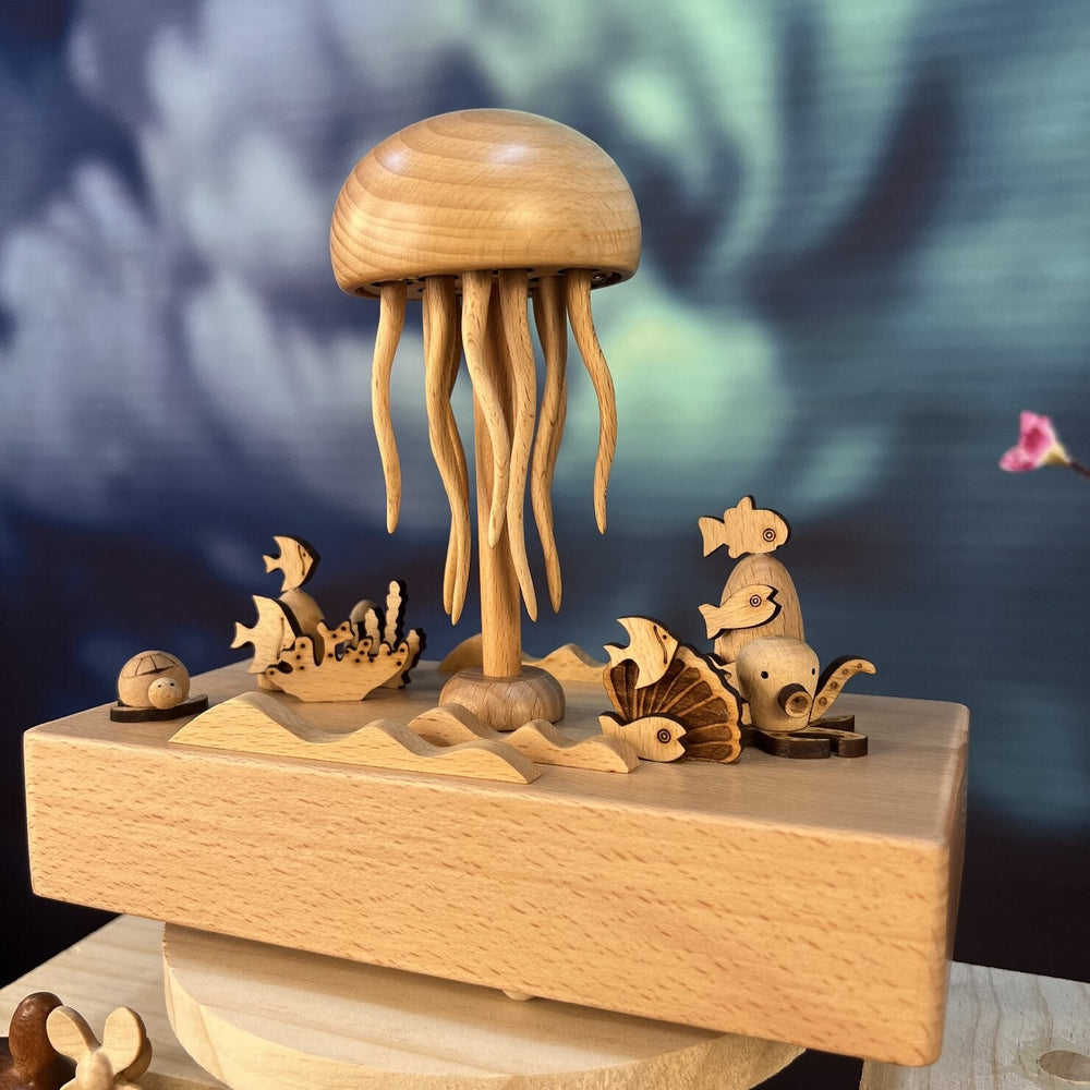 Wooden jellyfish serenade: A music box of understated elegance and Rizz - WOOD KONG