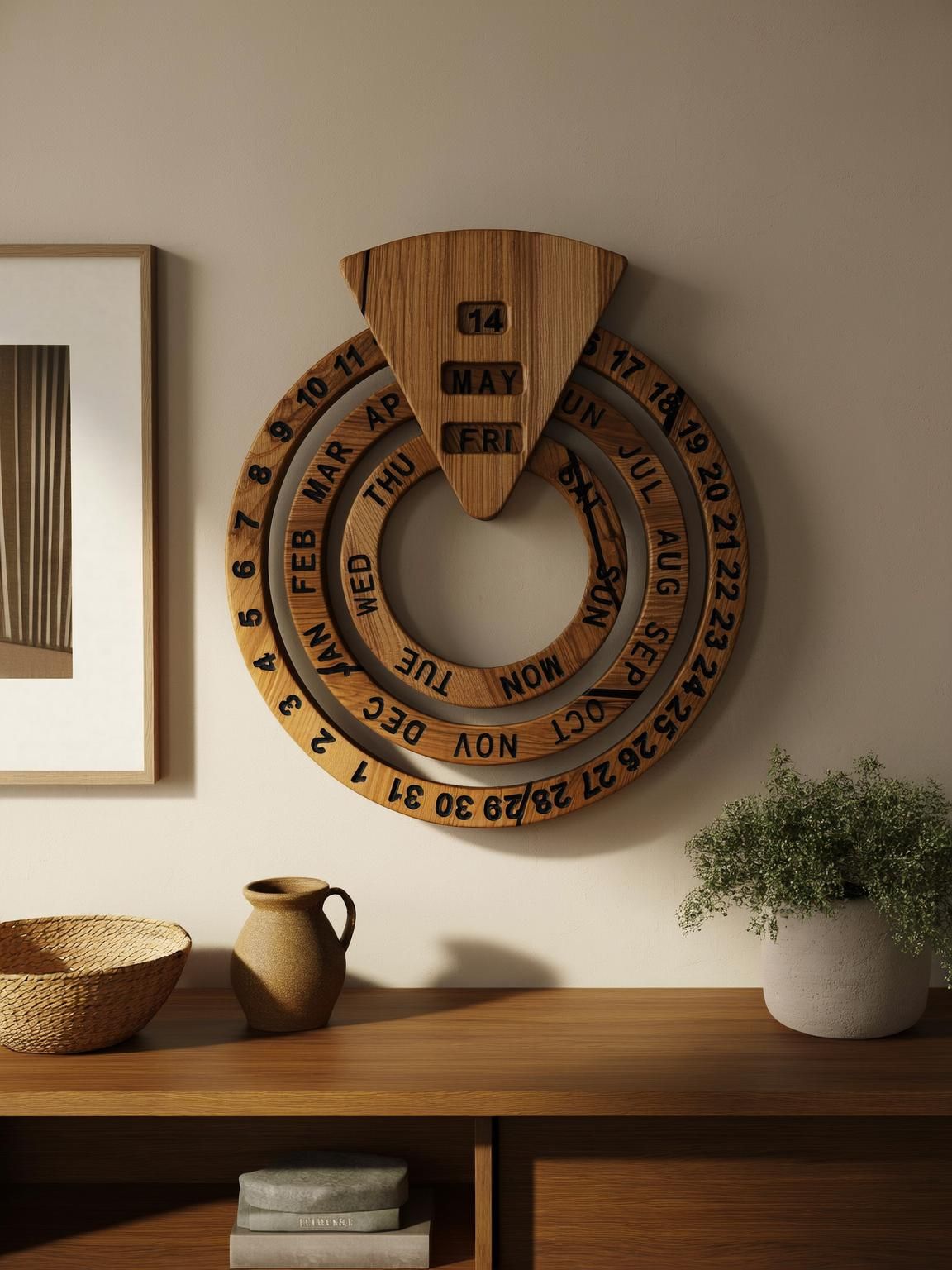 Wooden Perpetual Calendar wall decor– Reusable Lifetime Calendar, Minimalist Home & Office Gift - WOOD KONG